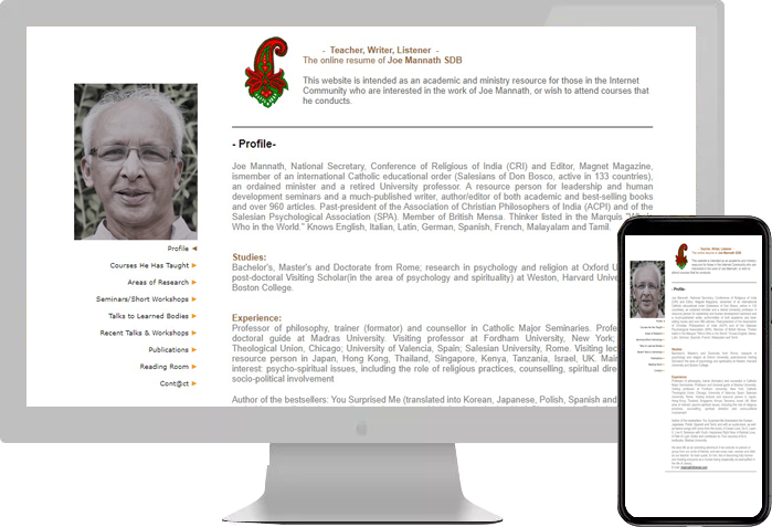 The online resume of Joe Mannath SDB